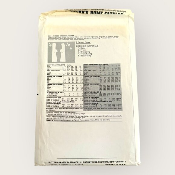 Vintage Butterick Sewing Pattern 6296 Misses Dress Jumper Size 12 - Picture 2 of 2